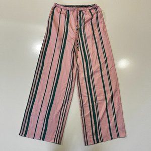 TopShop Pull On Pants Trousers Straight Leg Flare Wide Leg Pink Striped Size 2